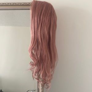 Real human hair light pink wig 21”